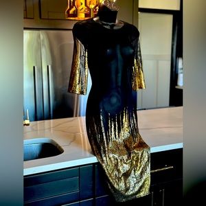 A-13 Black & Gold Sheer Dress